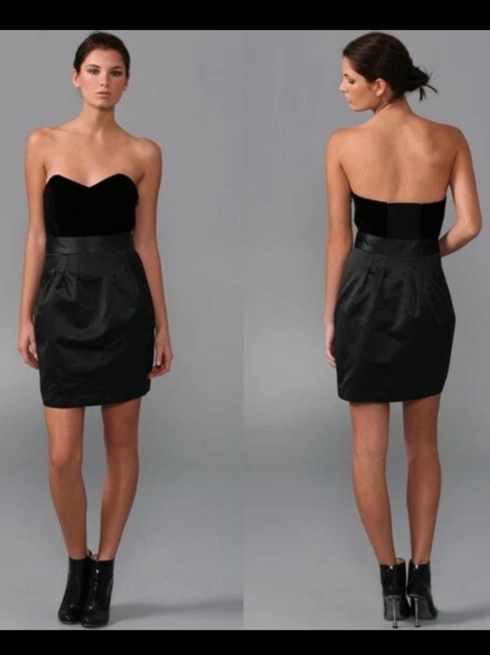 Theory Chanesa Strapless Velvet & Satin black mini dress - size 2